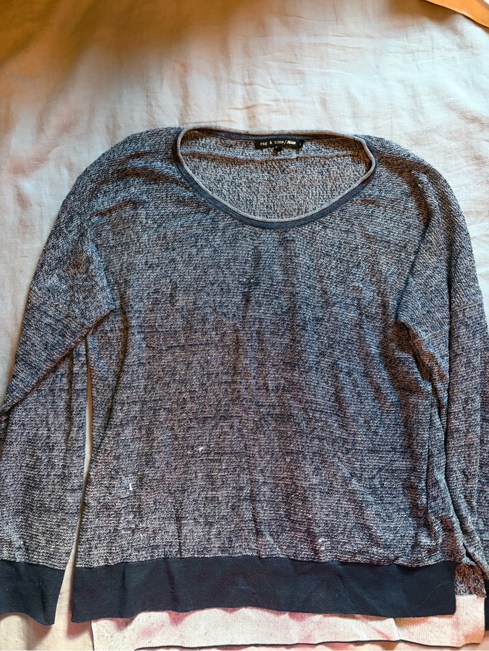 Rag & Bone navy and Gray Marled Long-Sleeve Sweater
